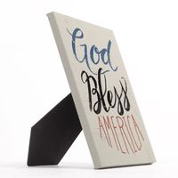 Distressed God Bless America Tabletop Canvas Art