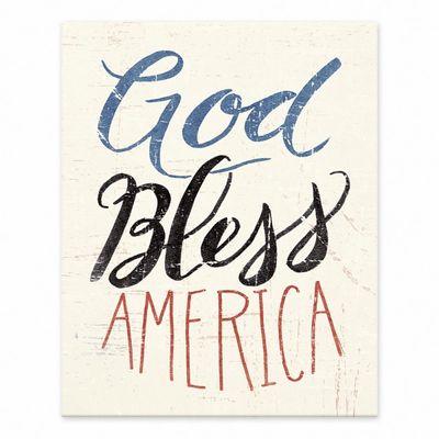 Distressed God Bless America Tabletop Canvas Art
