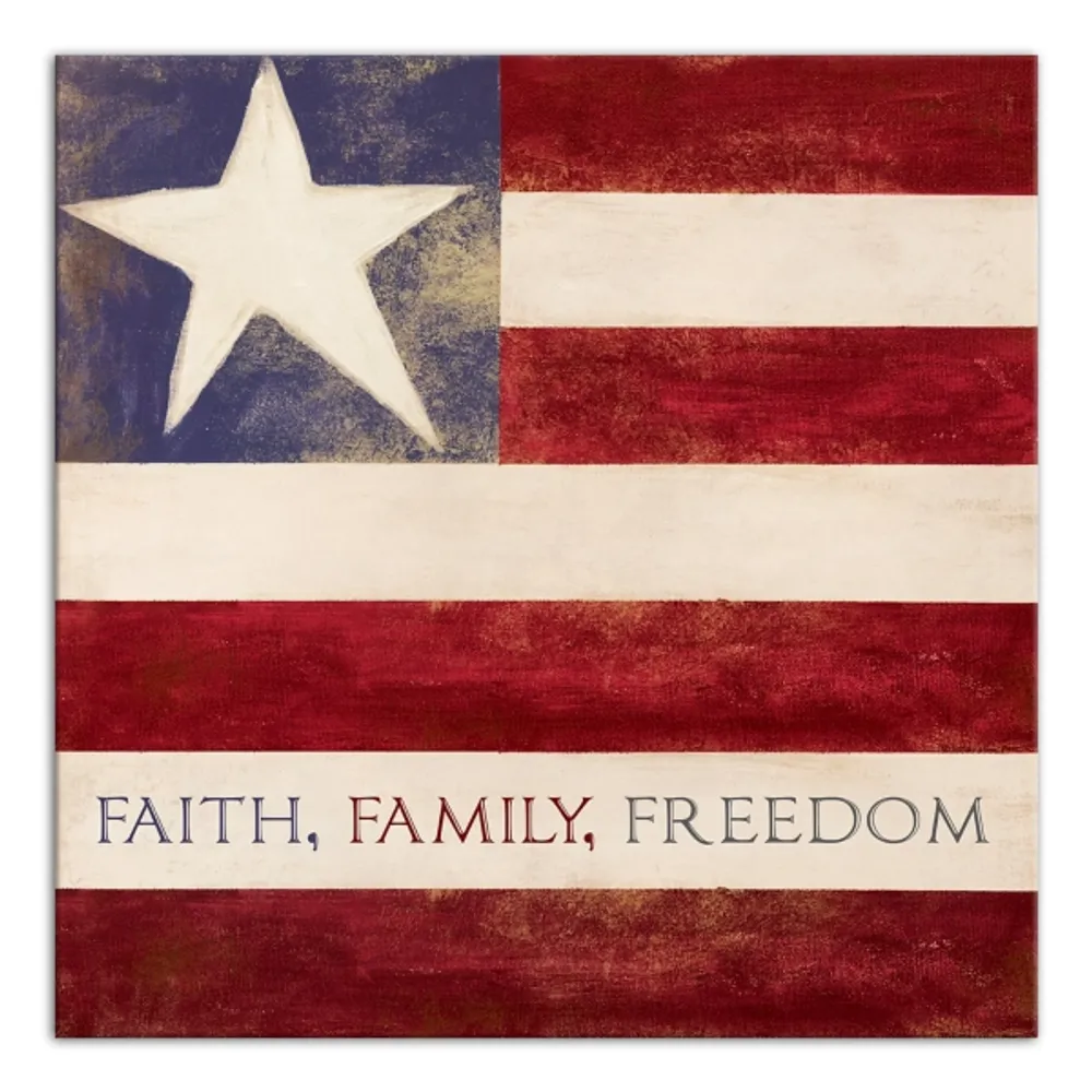 Faith Family Freedom Distressed Canvas Art Print