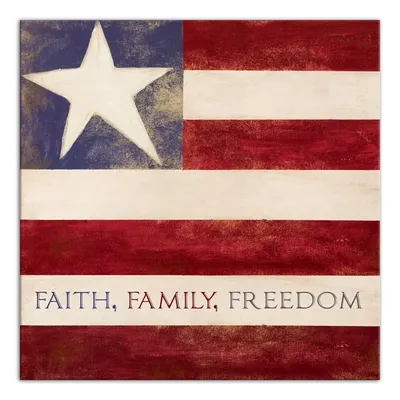 Faith Family Freedom Distressed Canvas Art Print