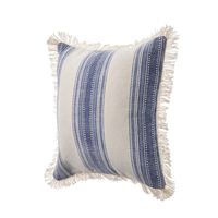 Blue and Cream Striped Accent Pillow