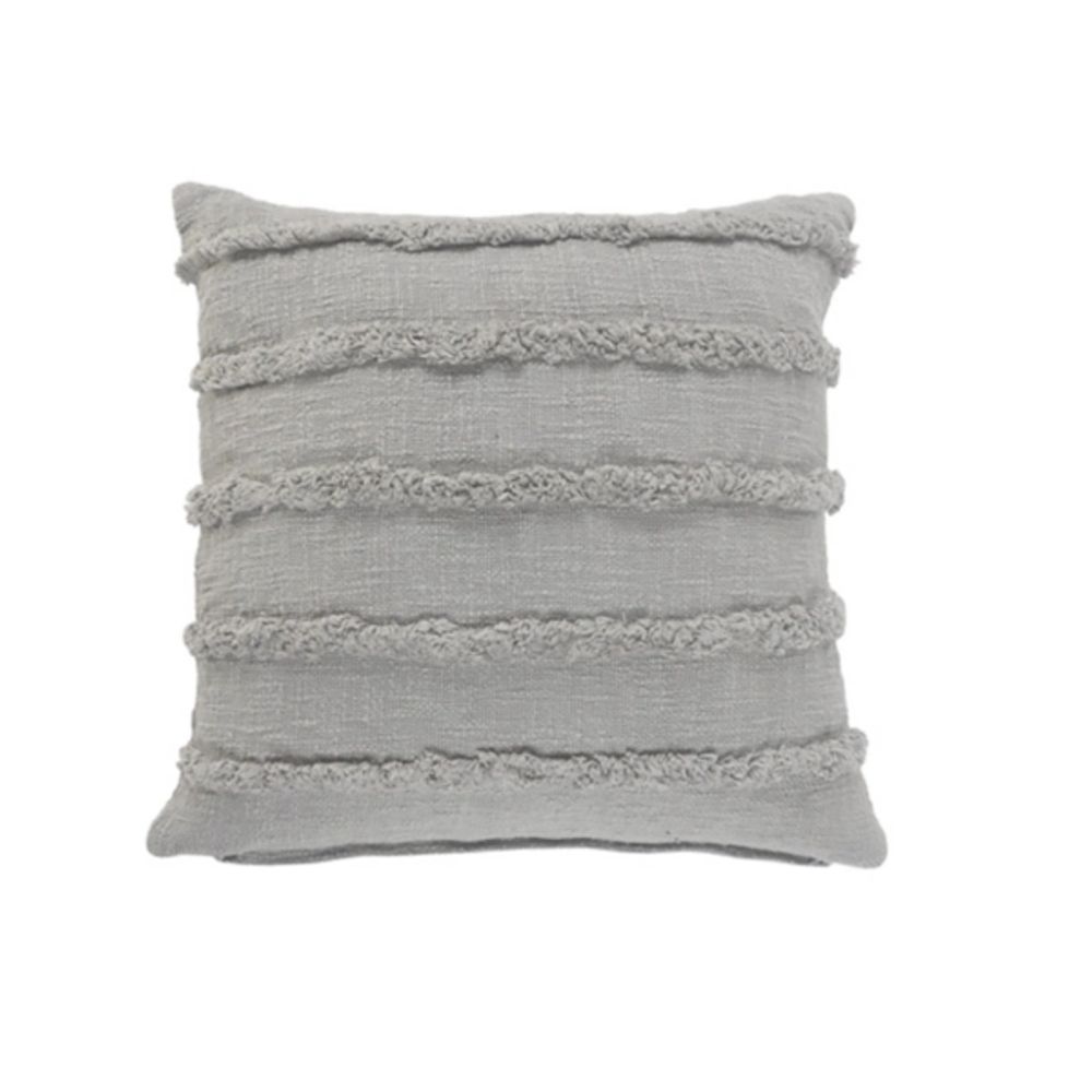 Solid Gray Tufted Accent Pillow