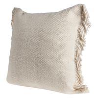 Solid Ivory Accent Pillow with Fringe