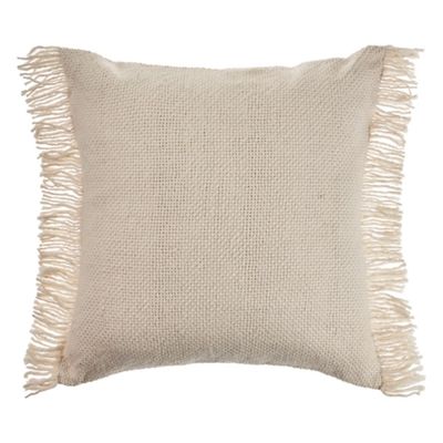 Solid Ivory Accent Pillow with Fringe