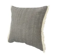 Solid Gray Accent Pillow with Fringe