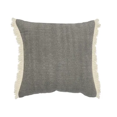 Solid Gray Accent Pillow with Fringe