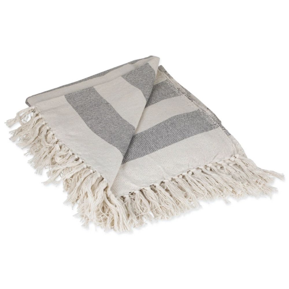 Gray Cabana Stripe Throw