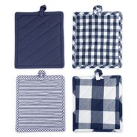 Navy and White Multiprint 4-pc. Pot Holder Set