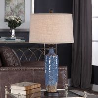 Blue Textured Ceramic Table Lamp