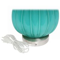 Teal Glass Pleated Table Lamp