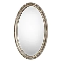 Metallic Silver Beaded Edge Oval Mirror
