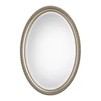 Metallic Silver Beaded Edge Oval Mirror