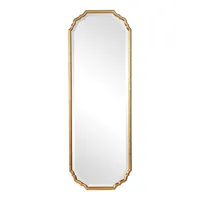 Antique Gold Wooden Mirror with Curved Corners