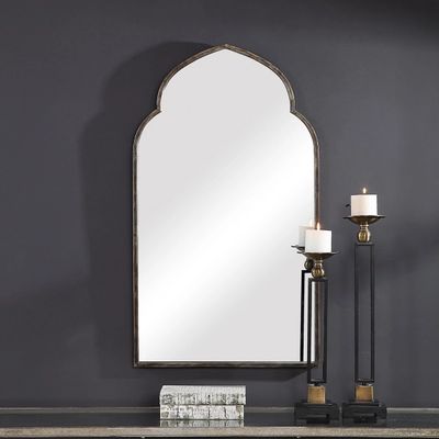 Gold and Bronze Metal Arch Mirror