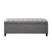 Light Gray Button Tufted Storage Bench
