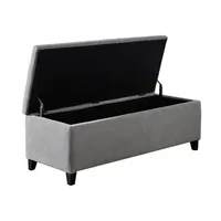Light Gray Button Tufted Storage Bench