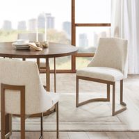 Cream and Gold Modern Dining Chairs, Set of 2