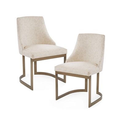 Cream and Gold Modern Dining Chairs, Set of 2