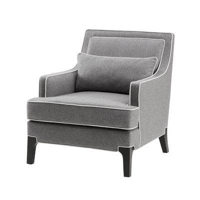 Gray and Ivory Trim Upholstered Armchair