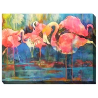 Flirty Flamingos Outdoor Canvas Art Print