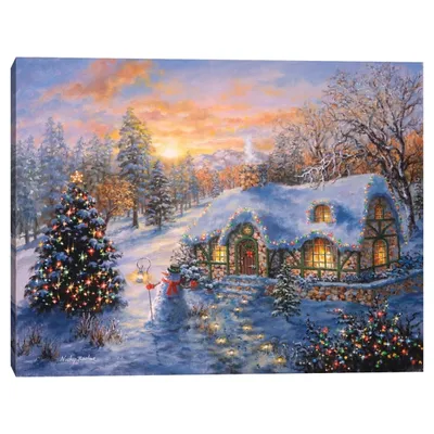 Christmas Cottage Canvas Art Print