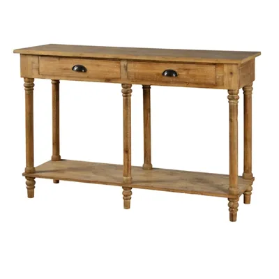Natural Wooden 2-Drawer Console Table
