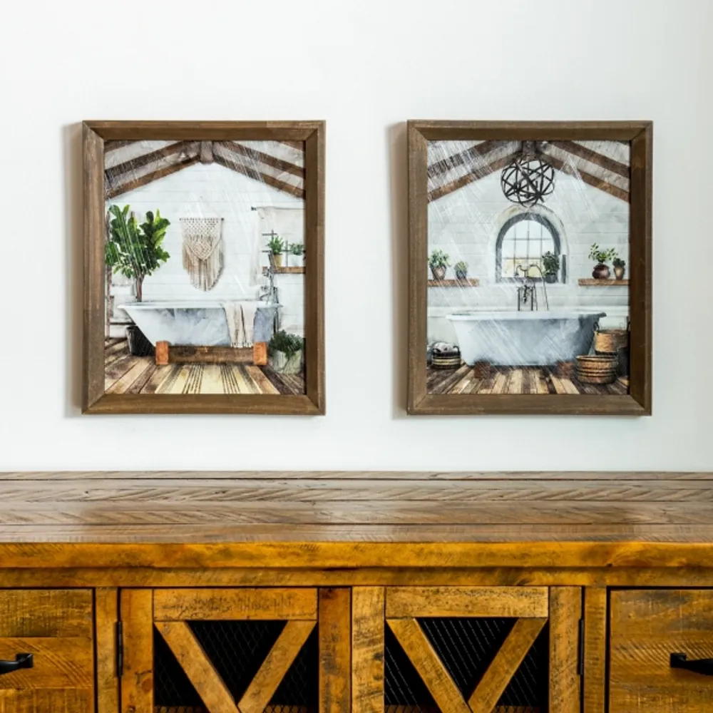 Farmhouse Bathroom Framed Art Prints, Set of 2