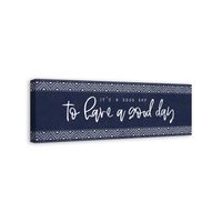 Navy and White Good Day Canvas Art Print