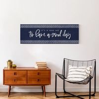 Navy and White Good Day Canvas Art Print