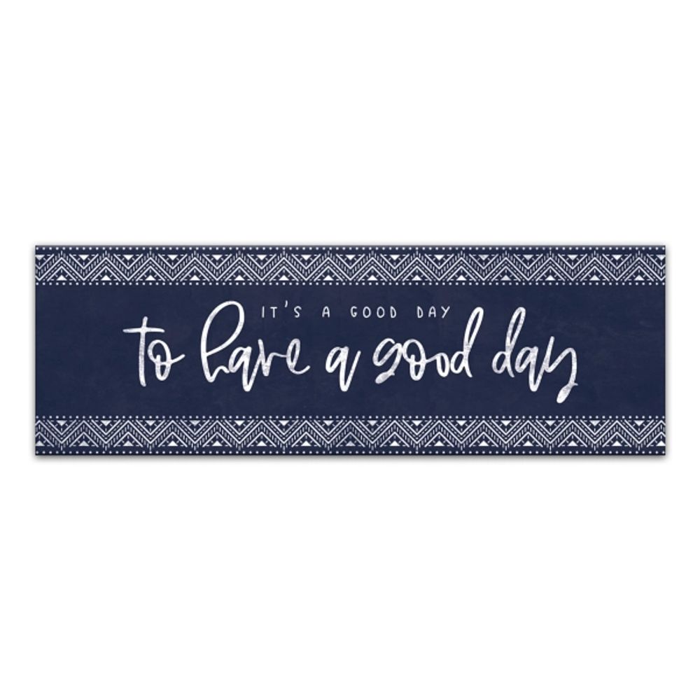 Navy and White Good Day Canvas Art Print