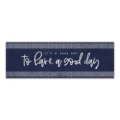 Navy and White Good Day Canvas Art Print