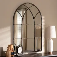 Antique Silver Arched Metal Mirror