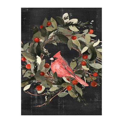 Red Cardinal Black Wreath Canvas Art Print