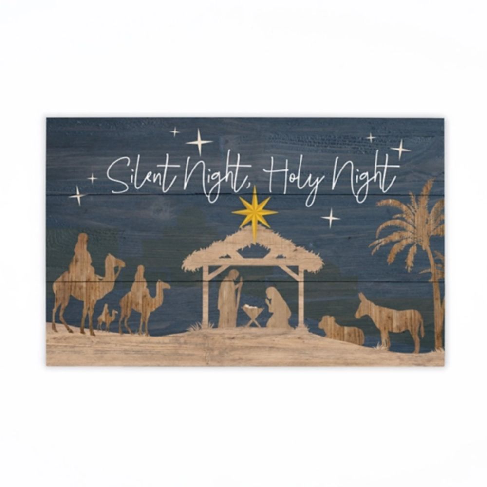 Silent Night Nativity Pallet Wall Plaque