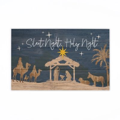 Silent Night Nativity Pallet Wall Plaque