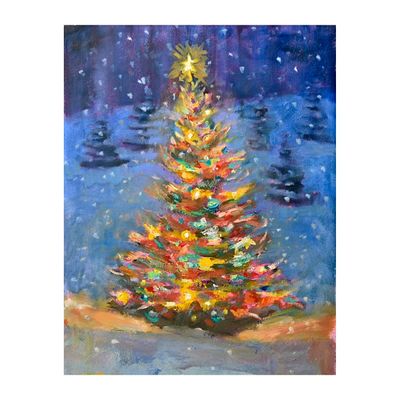 Christmas Tree Multi Lights Canvas Art Print