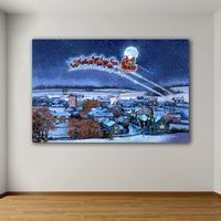 Sleigh Over Town Canvas Art Print