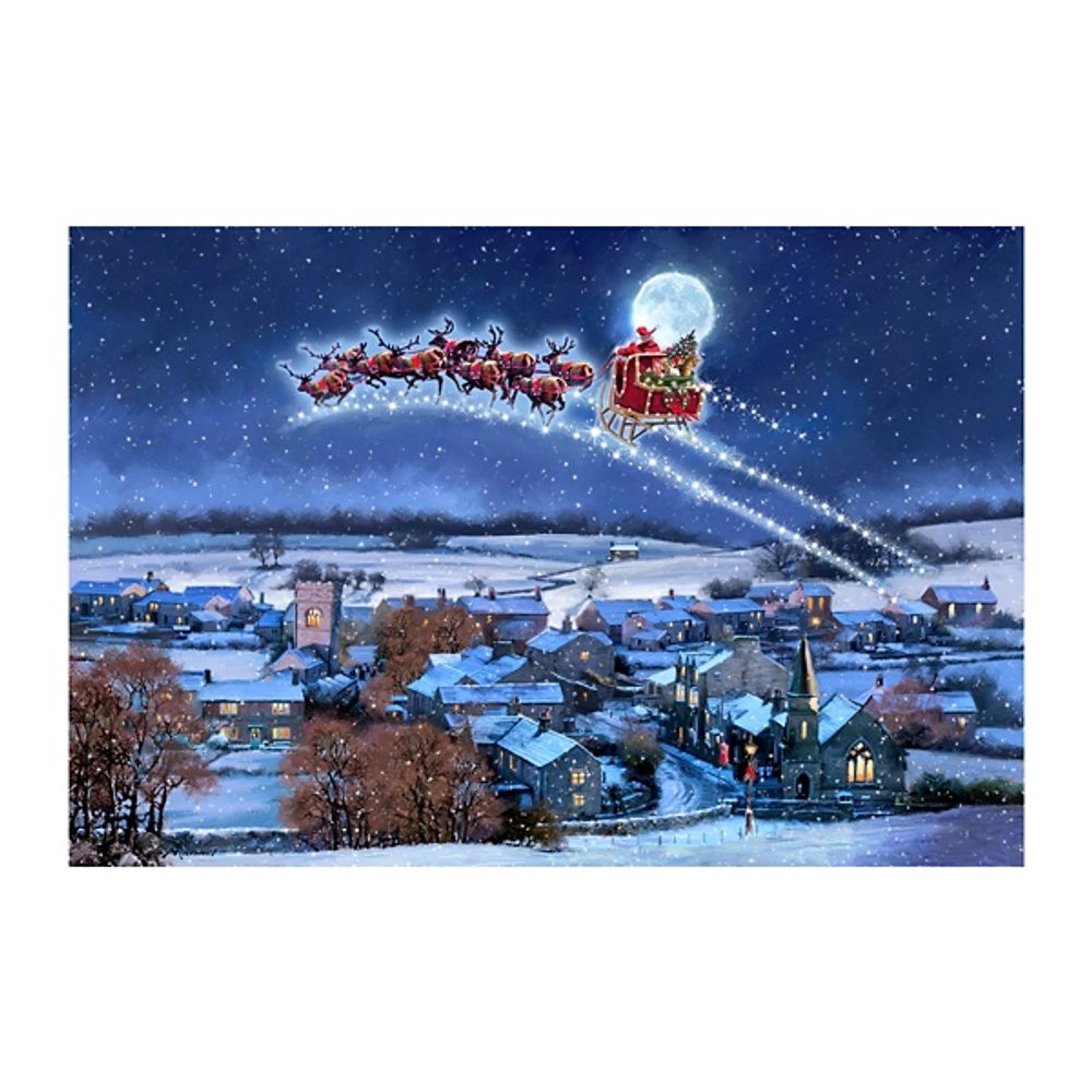 Sleigh Over Town Canvas Art Print