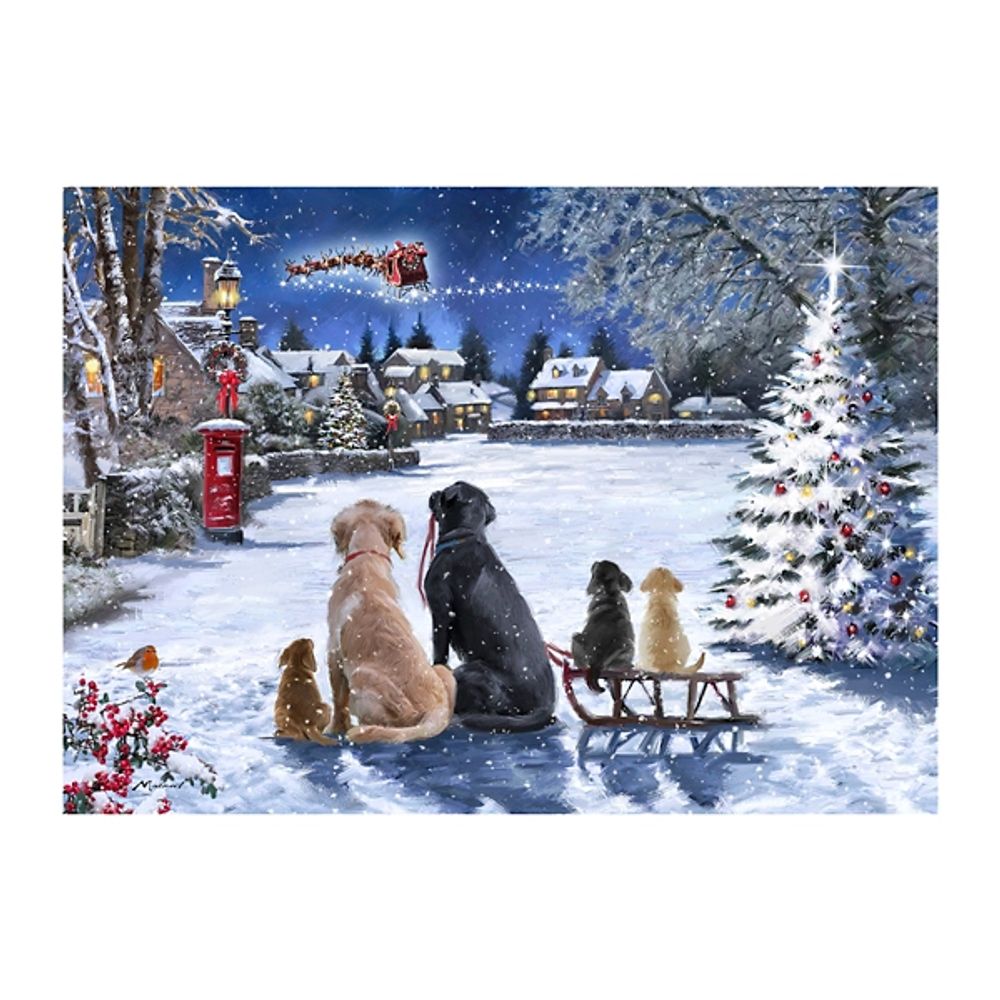 Dogs Watching Santa Canvas Art Print