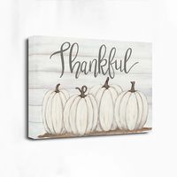 Cream Pumpkins Thankful Canvas Art Print