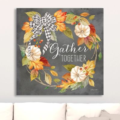 Gather Together Black Wreath Canvas Art Print