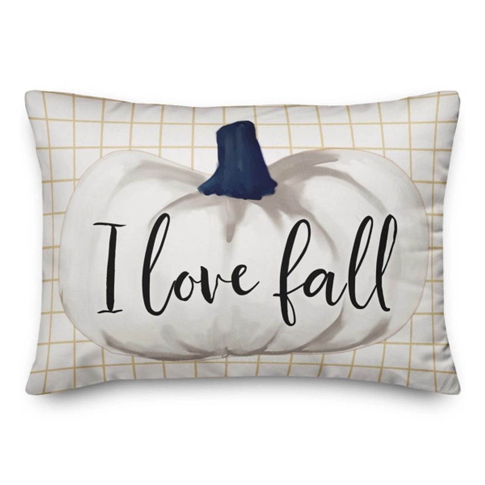 White Pumpkin I Love Fall Pillow