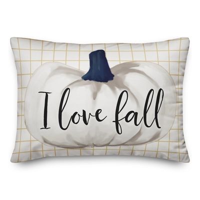 White Pumpkin I Love Fall Pillow