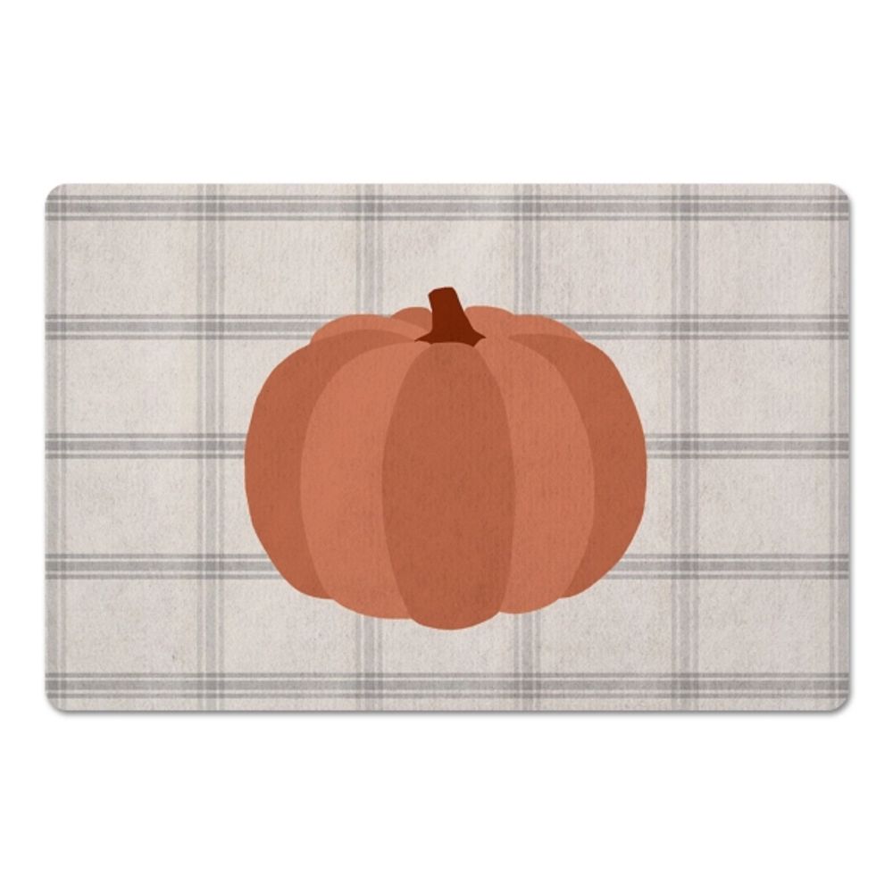 Pumpkins on Plaid Floor Mat