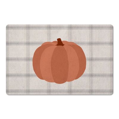 Pumpkins on Plaid Floor Mat