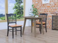 Black Oak Wooden Dining Chairs, Set of 2