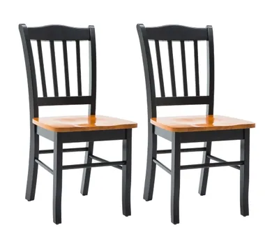 Black Oak Wooden Dining Chairs, Set of 2