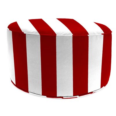 Red Striped Cabana Outdoor Pouf