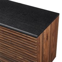 Dark Walnut Slatted 4-Drawer Cabinet