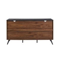 Dark Walnut Slatted 4-Drawer Cabinet